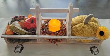 Custom made Garden tray with fall decorations.