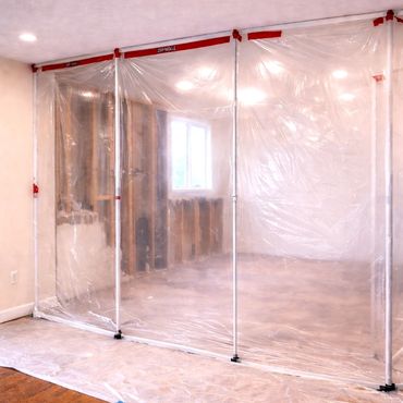 Dust containment system installed during interior demolition project in Houston Texas.