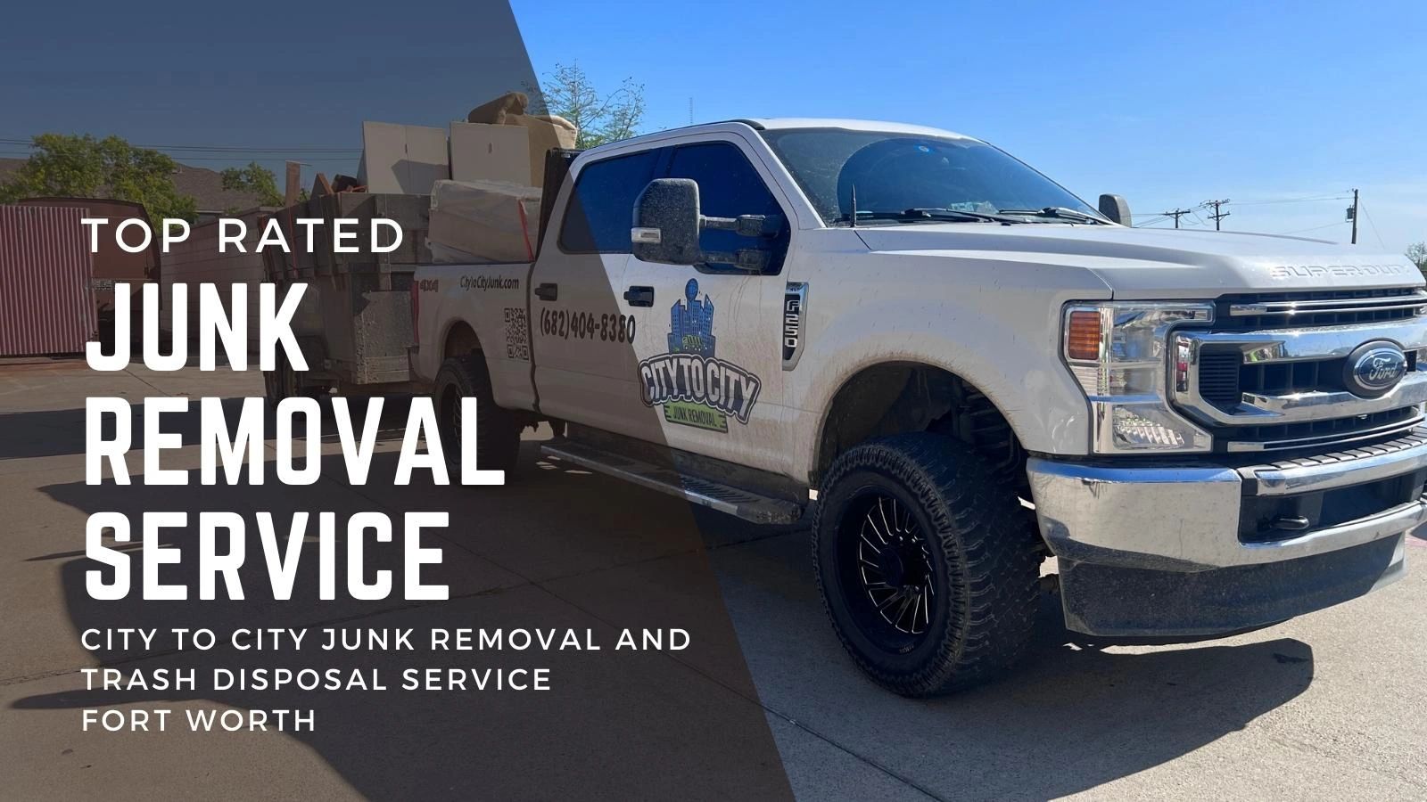 City To City Junk Removal truck hauling bulk trash during a residential junk removal job