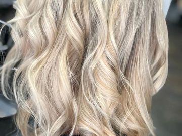 women with blond partial highlights