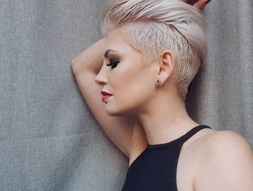 a women with a haircut