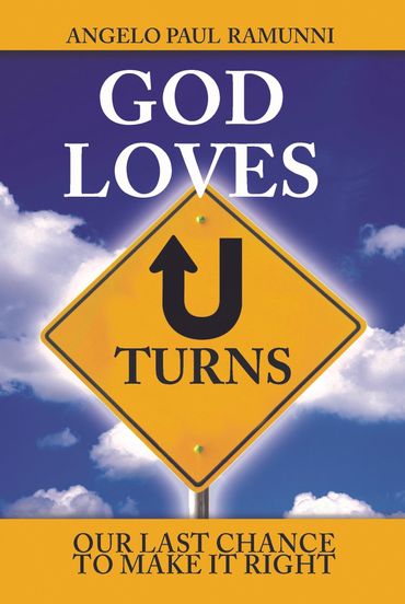 Book cover featuring a yellow U-turn sign against a blue sky.  Bold text reads "God Loves U-Turns,"