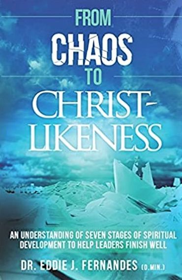 Beautiful icy blue book cover for the book From Chaos to Christ-likeness.