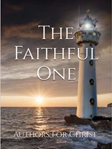An image of a lighthouse and the ocean with the sun setting for the book The Faithful One.
