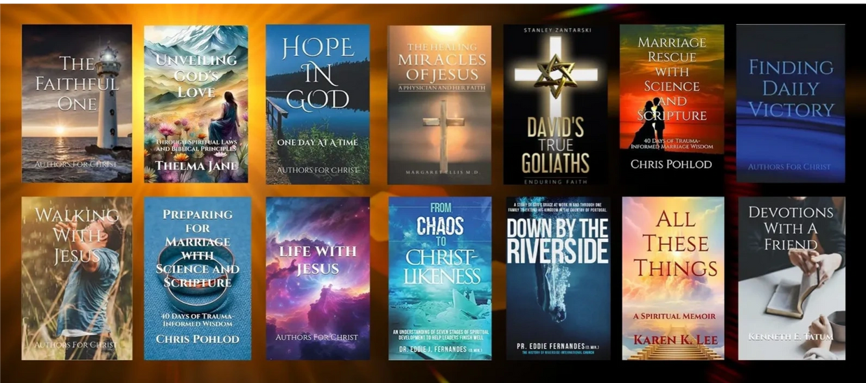 Banner with various book covers.