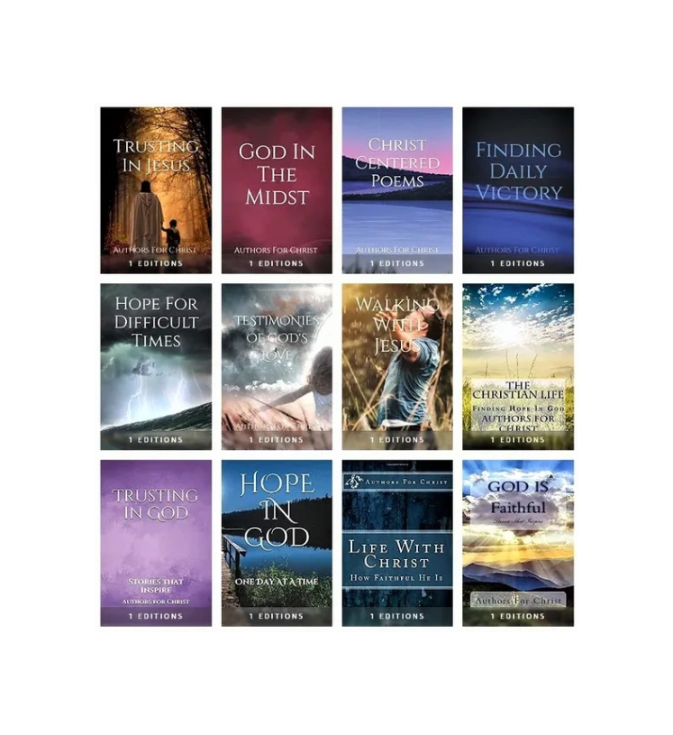 Christian book publishing banner showcasing various Christian book cover images.