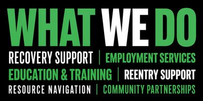 Text highlighting services like recovery support and employment.