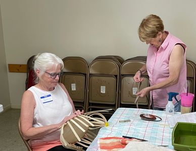 New weaver, Cherie, and Kay get ready for the next step.