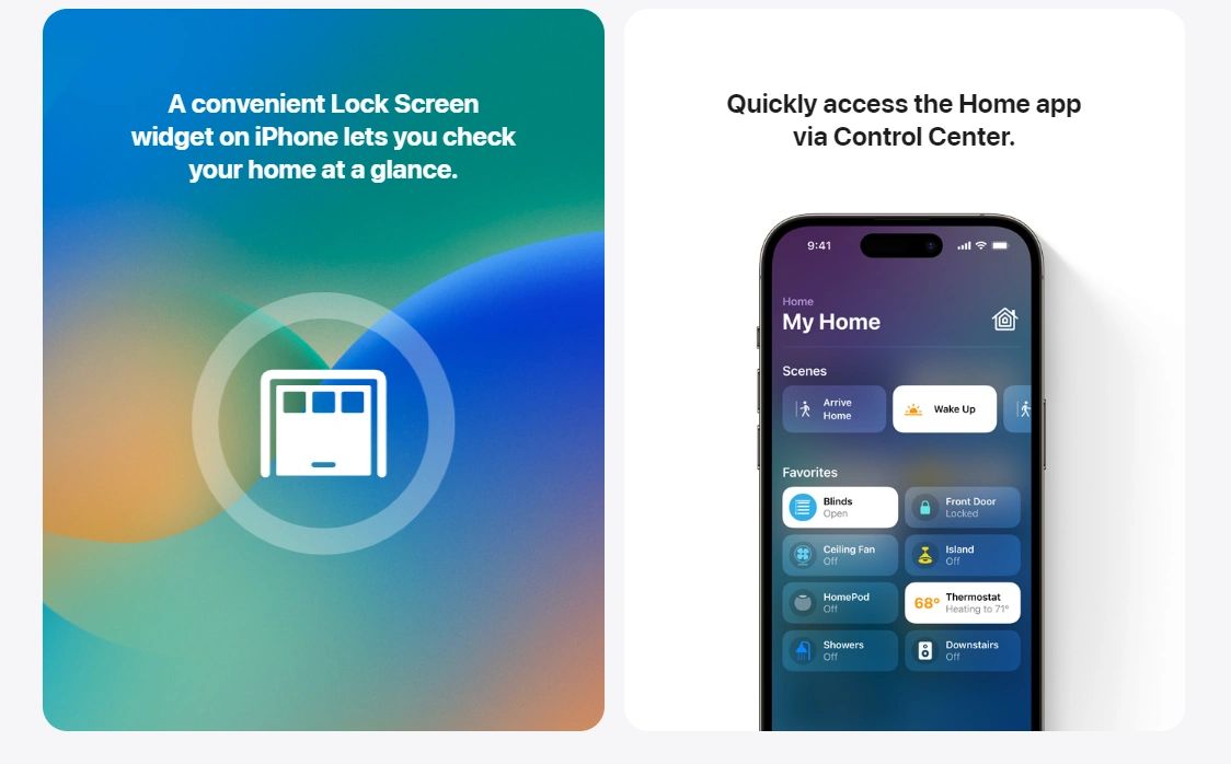Apple Home app HomeKit automation Lock Screen widgets and home app in control center