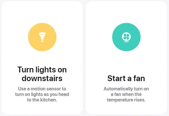 automation to automatically turn on light and start a fan with Apple HomeKit