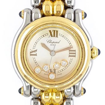 Jewelry Diamonds Sapphires 18k Gold Stainless Steel Watch Ref : 27/8251-23 CHOPARD HAPPY SPORT