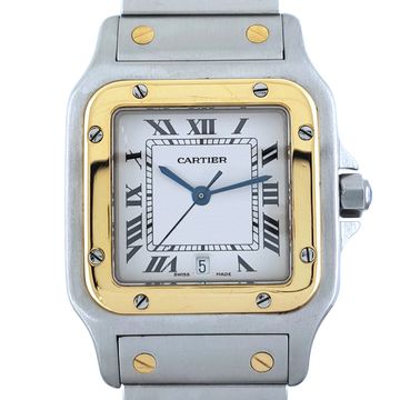 Cartier Santos Galbee Date FULL SET 187901 Large LM GM 18k Gold Stainless Steel Carree