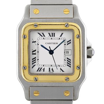 Cartier Santos Carree Date Large 2961 Sept 1978 LM GM Automatic 18k Gold & Steel Galbee FULL SET