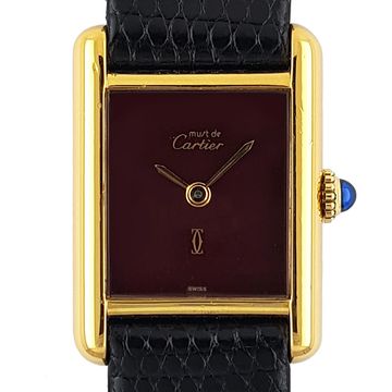Cartier tank must Circa 1979PM SM Grenat Lacquer Vermeil Gold on Silver 78-1 lppandco lpp and co