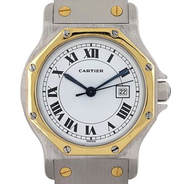 Cartier Santos Round Octagon FULL SET Date 2966 Large LM GM Octogonale 18k Gold Steel lpp and co