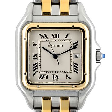 Cartier Panthère FULL SET Large Date 2 Row 18k Gold Stainless Steel Rows 187957 Box Papers