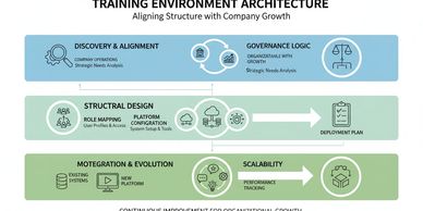 Diagram of training environment architecture aligning structure with company growth.