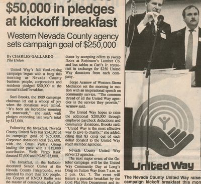 Newspaper clipping, historical, United Way of Nevada County
