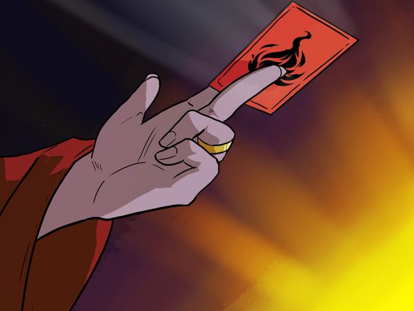 Player holding a red Vitalos card.