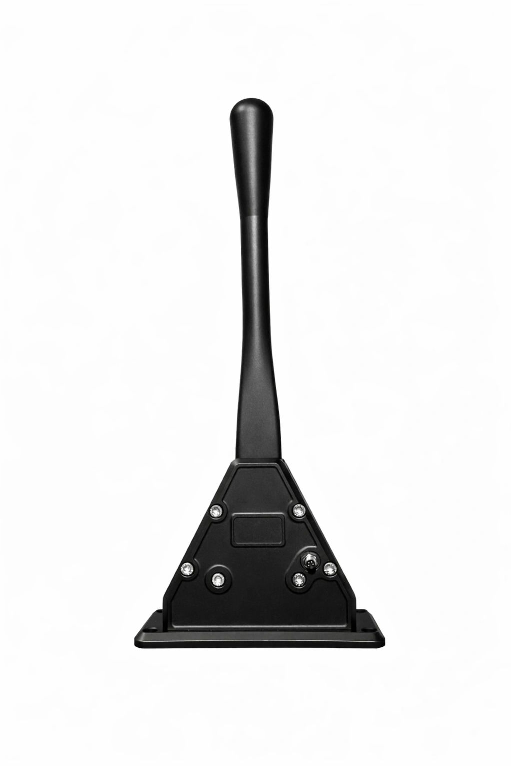 Black joystick handle with a sturdy base and screws.