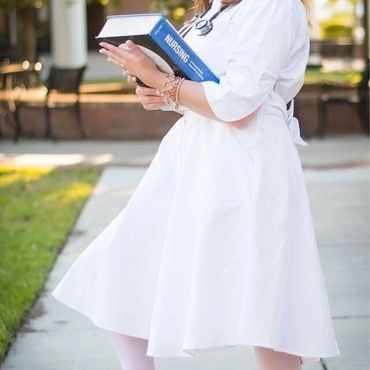 White Scrub Dress Nurse Uniform Pinning Ceremony Graduation