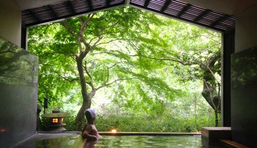 Onsen bath at Hoshino Resorts Kai Hakone, Hakone Yumoto, Japan