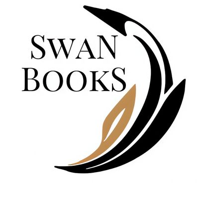 Silhouette of a bird whose tail becomes a floral crescent. At its tip, are three leaves