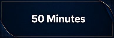 Text displaying '50 Minutes' on blue background.