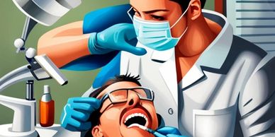 woman dentist examining a patient