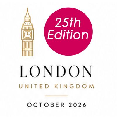 Logo for the 25th edition event in London, October 2026.