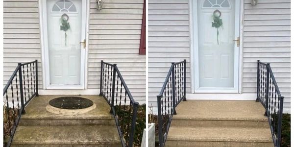 Before and after of surface cleaning of steps.