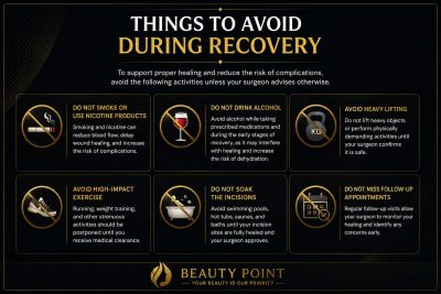 Guidelines for things to avoid during recovery for better healing.