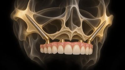 Dental implants fixed in upper jawbone.