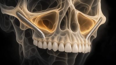3D scan showing skull with screws stabilizing the maxillary bone.