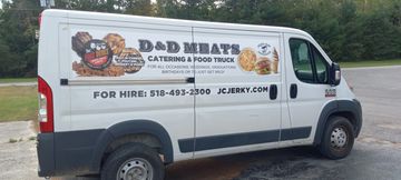 Vehicle lettering done for D&D meats a customer of ours.