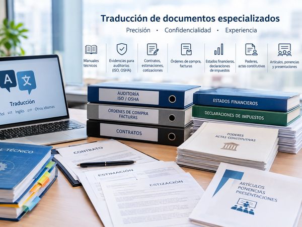 Documentos especializados para traducción técnica y financiera.