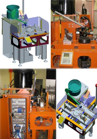 Collage of robotic machinery and CAD models in an industrial setting.