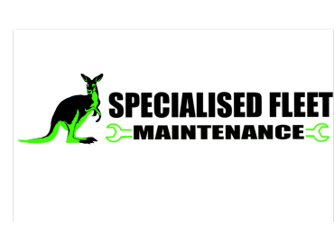 Logo with green kangaroo and text for specialised fleet maintenance.