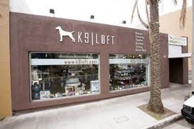 Exterior of K9 Loft, a pet store with a dog logo.