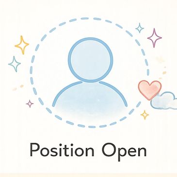 Illustration indicating a position is open with friendly design elements.