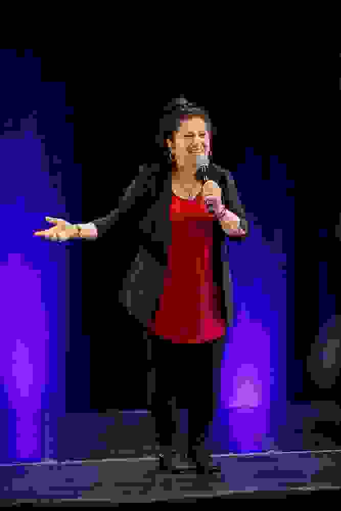 Ambika Devi giving a dynamic speech at the Business Freedom Speaking Academy in Oslo 2019