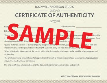 Rockwell Anderson Studio Certificate of Authenticity