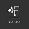 logo with black background, f with plant, and white text with est. 1977