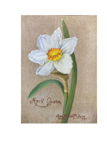 April Queen daffodil
7x5 in oil on wood panel