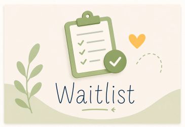 Illustration of a green clipboard with checkmarks and the word 'Waitlist'.