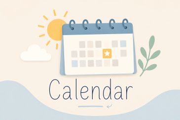 Illustration of a calendar with a marked date and nature elements.