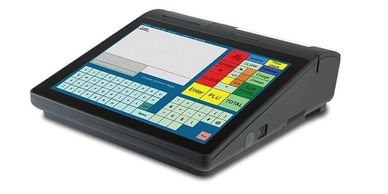 A modern touchscreen point-of-sale system with colorful interface.