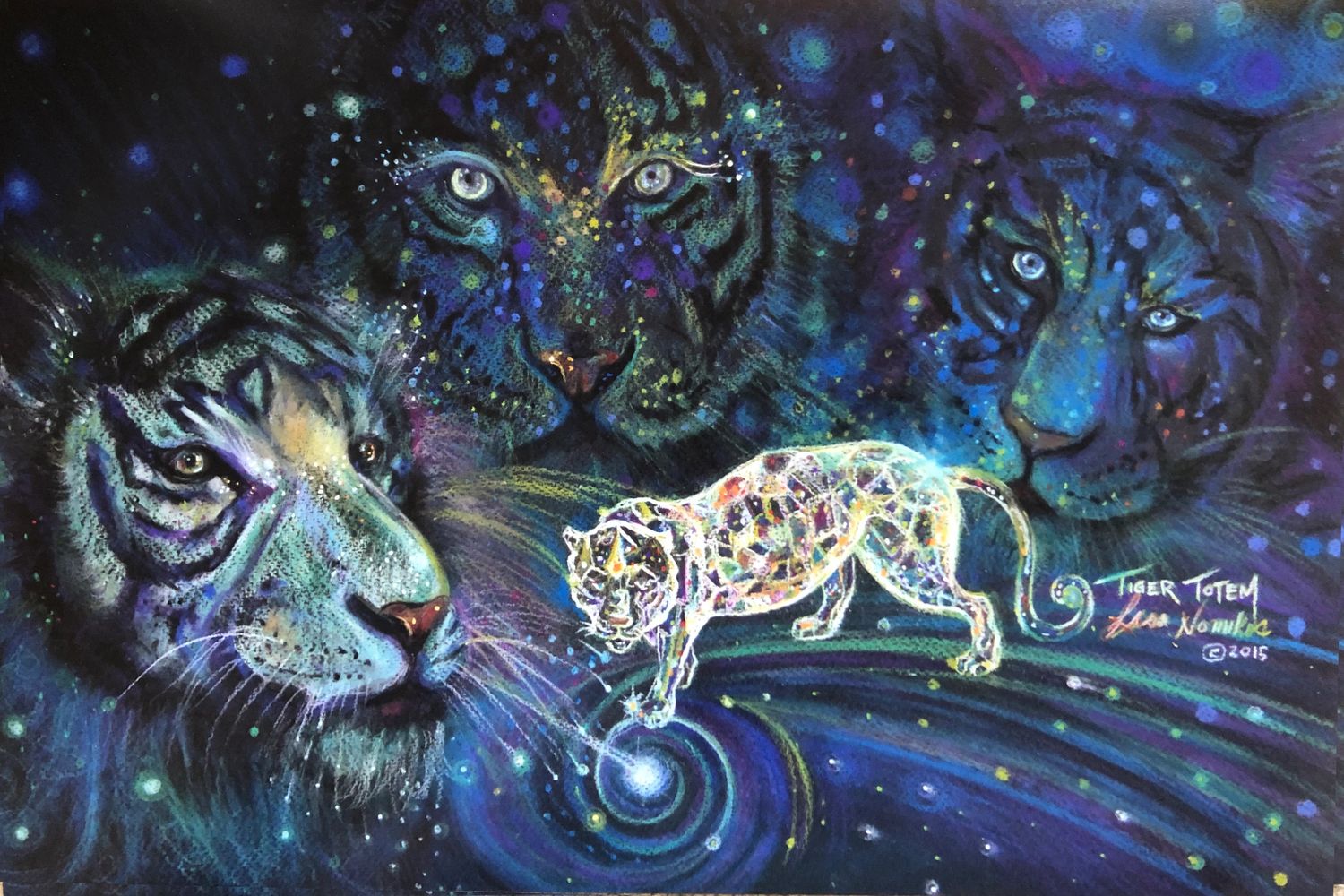 Tiger Totem, ©Lisa Nomikos, original chalk pastel drawing