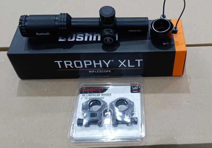 Bushnell Trophy XLT 1-4x24 AR Scope with 30mm Rings. New. Free Shipping