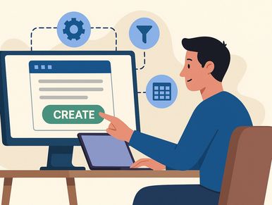 AI-powered automated online form creator on a laptop, showcasing customizable form builder options